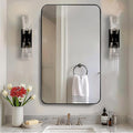ANDY STAR Black Bathroom Mirror, 24”x40” Rounded Corner Rectangle Mirror, Modern Metal Frame Bathroom Vanity Mirror(Matte Black Finish)