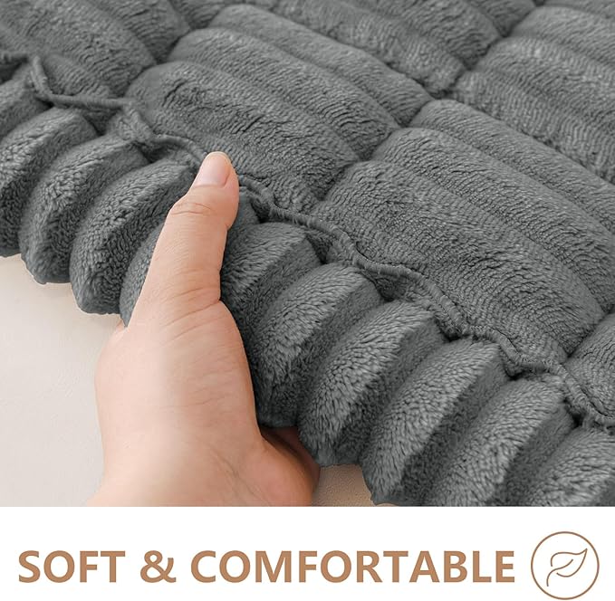 Smiry Couch Cover for Dogs Washable, Non Slip Fuzzy Pet Couch Covers for 3 Cushion Sofa Pet Friendly, Thick Soft Sofa Slipcovers Cushion Protector (Dark Grey, 27.6" x 59")