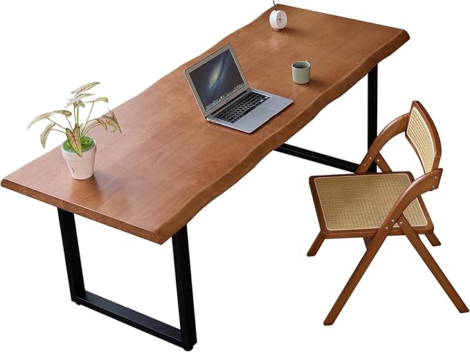 Solid Wood Office Desk, Dining Table, Desk -55 to 62 inches, Modern Farmhouse Design, can accommodate 2-8 People, Easy to Assemble, Ideal for Learning, Writing, and Dining. (62 inches)