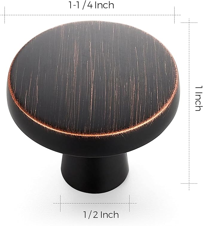 Ravinte 10 Pack Drawer Pulls 1-1/4 Inch Kitchen Cabinet Knobs Solid Round Dresser Drawer Knobs Oil-Rubbed Bronze Dresser Knobs Drawer Knobs Simple Cabinet Hardware for Cupboard Drawer Pulls
