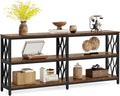 LITTLE TREE Console Table with Storage Shelves, 70.9" Industrial 3-Tier Sofa Table for Living Room, Long Foyer Table Entryway Table for Hallway, Front Door, Entrance, Rustic Brown & Black