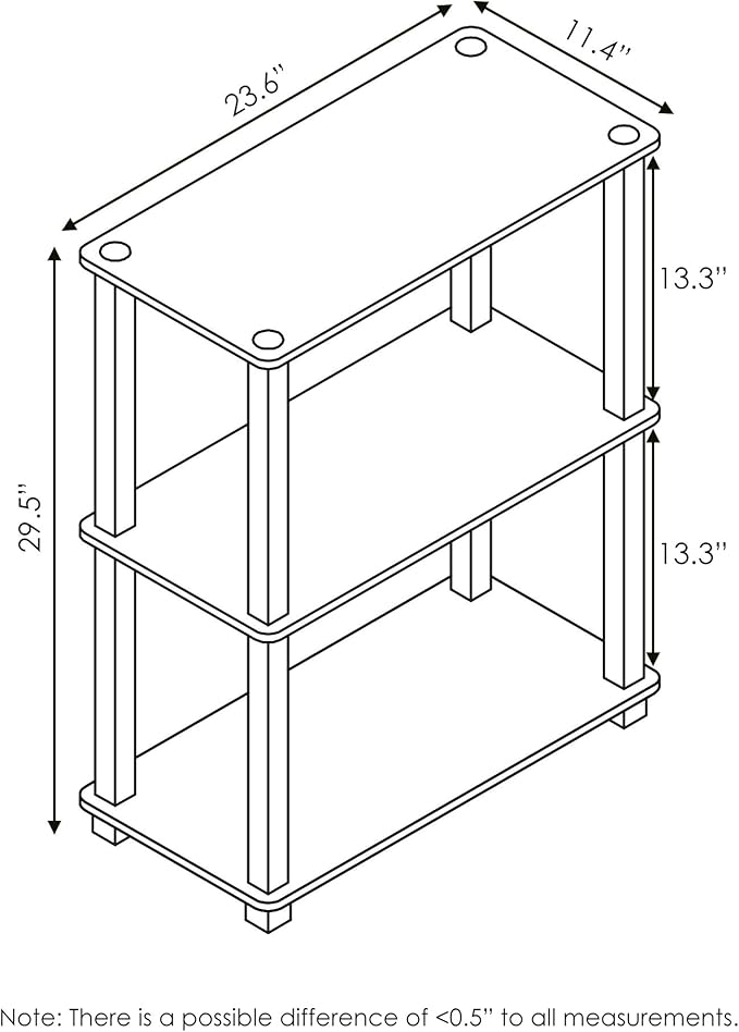 Furinno Turn-S-Tube 3-Tier Compact Multipurpose Shelf Display Rack with Square Tube, Columbia Walnut/Black