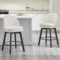 Counter Height Barstools 26 inch Upholstered Swivel Bar Stools with Back and Wood Legs for Kitchen Island,Set of 2,Beige Fabric-Armless