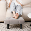 HOUCHICS Small Footstool Ottoman, Velvet Wooden Foot Stool Ottoman with Wood Legs, Sofa Footrest Extra Seating for Living Room Entryway Office(Grey 1PACK)