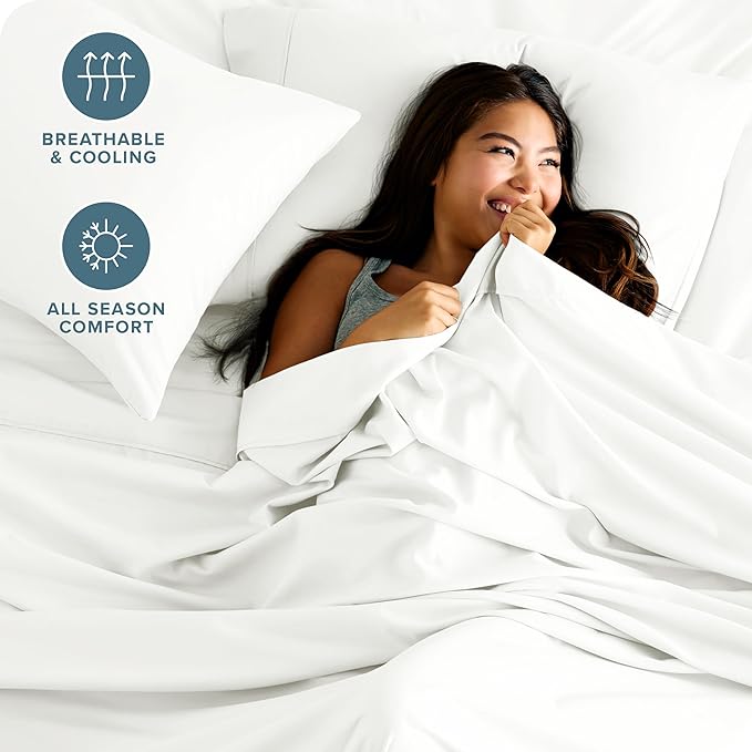 Bare Home Split King Sheet Set - 1800 Ultra-Soft Microfiber Bed Sheets - Double Brushed - Deep Pockets - Easy Fit - 5 Piece Set - Bed Sheets & Pillowcases (Split King, Cream)