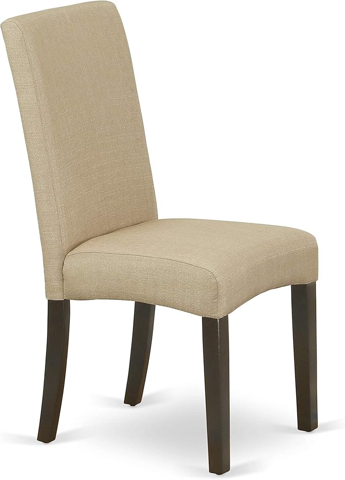 East West Furniture HEDR9-CAP-03 9 Piece Dining Room Table Set Includes a Rectangle Kitchen Table with Pedestal and 8 Brown Linen Fabric Parson Dining Chairs, 42x72 Inch, Cappuccino