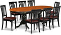 East West Furniture PLAV9-BCH-LC 9 Piece Dining Room Table Set Includes an Oval Kitchen Table with Butterfly Leaf and 8 Faux Leather Upholstered Dining Chairs, 42x78 Inch, Black & Cherry