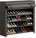 Calmootey 5 Tier Shoe Rack Organizer to Hold 25 Pairs, Portable Shoe Shelf with Nonwoven Fabric Cover for Closet Hallway, Bedroom, Entryway, Grey