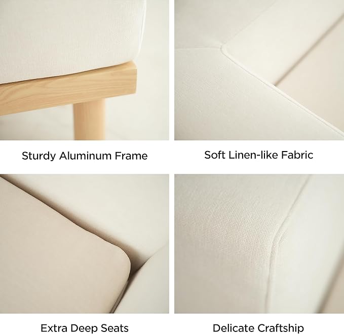 Acanva Minimalist Modular Sectional Sofa for Living Room, Wide & Deep Seat Convertible Furniture Set with Metal Frame and Movable Covers, 5 Piece, Off White