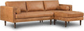 Poly & Bark Napa Leather Couch - Right Facing Sectional Sofa with 2 Bolsters - Full-Grain Leather Sofa for Living Room with Feather-Down Topper - Corner Couch - Vintage Italian Leather in Cognac Tan