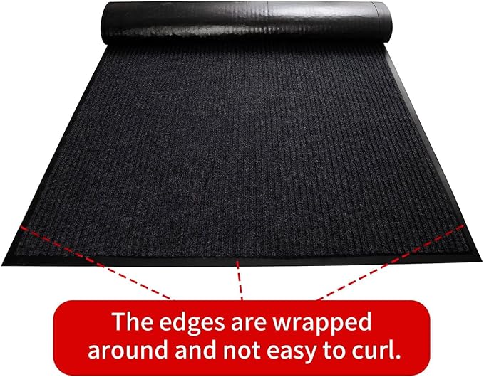 TANYOYO 3' X 10' Commercial Grade Door Floor Mat Brush Step Entrance Mat Vinyl Backed Utility Doormat Heavy Duty Floor Rugs Commercial Outdoor Carpet Indoor Entrance Mat，Black