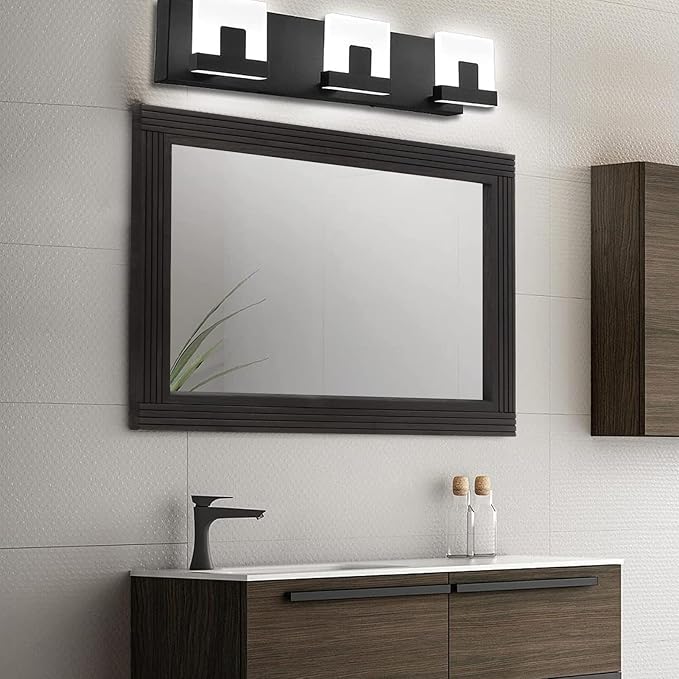 YOSHOOT Hand-Made Wooden Spliced Wall Mirror for Bathroom, Rustic Farmhouse Vanity Mirror, Décor Wall Art, Solid Wood Frame, Vertical or Horizontal Hanging, 72" x 36", Black