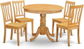 East West Furniture ANTI5-OAK-W 5 Piece Dining Room Table Set Includes a Round Wooden Table with Pedestal and 4 Kitchen Dining Chairs, 36x36 Inch, Oak