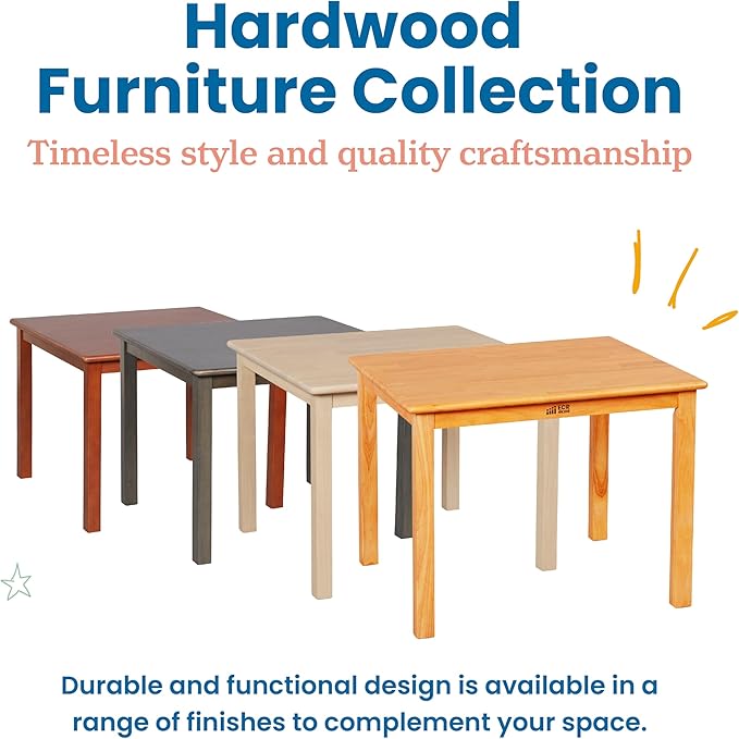 ECR4Kids 30in Square Hardwood Table with 22in Legs, Kids Furniture, Dark Walnut