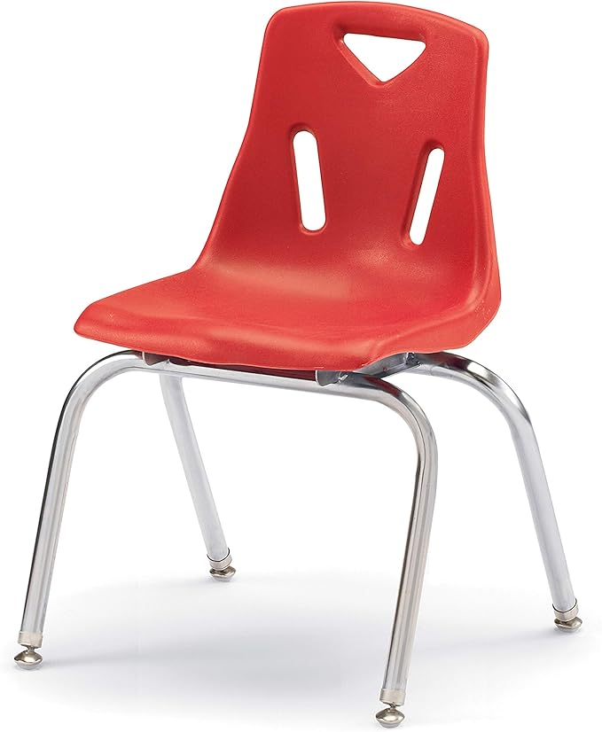 Berries Jonti-Craft 8146JC6008 Stacking Chairs with Chrome-Plated Legs, 16" Height, Red, Pack of 6
