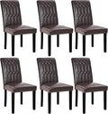 VECELO Upholstered Dining Chairs Set of 6, Modern PU Leather Accent Parsons, Solid Wood Legs w/Rubber Footpads, for Living Room Kitchen, Coffee