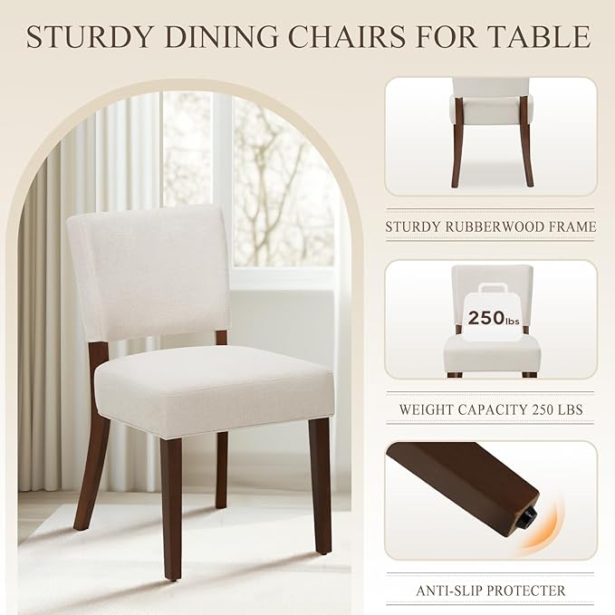COLAMY 60 Inch Rectangular Kitchen Dining Table for 6, Modern Farmhouse Dining Table Set for 6, Wood Dining Table and Kitchen Dining Chairs for Dining Room, Restaurant, Brown/Beige