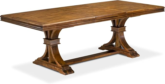 NESI9-AWA-04-9-Piece Dining Table Set Consists of a Modern Kitchen Table and 8 Light Tan Linen Fabric Dining Chairs with Button Tufted Back - Antique Walnut Finish
