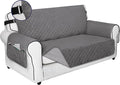 PureFit Reversible Sofa Cover Water Resistant Loveseat Couch Cover, Machine Washable Furniture Cover with Non-Slip Foam and Adjustable Strap for Dogs, Pets (Loveseat, Gray/Light Gray)