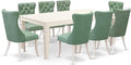 East West Furniture LGDA9-LWH-22 9 Piece Dining Set Consists of a Rectangle Dining Table with Butterfly Leaf and 8 Polyester Fabric Chairs, linen white
