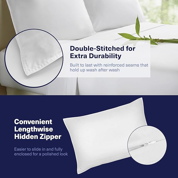 Kickoff Viscose Bamboo Sheets California King Size 4-pc 100% Organic Bamboo Viscose Bed Cooling Sheets Cal King Set Cool Bedding for hot Sleepers Sheet, Flat, Fitted, Pillowcases (Snow White, CK)
