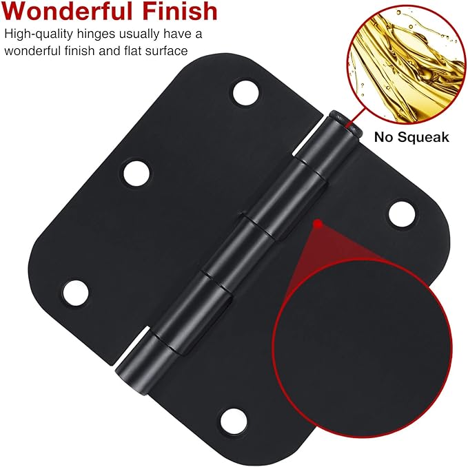 TDCHINGES 18 Pack Door Hinges 3.5 Inch Matte Black