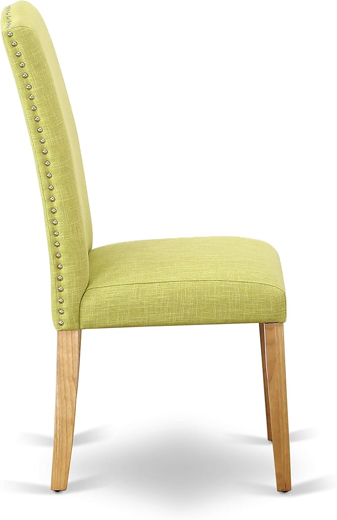 East West Furniture NDEN3-OAK-07 3 Piece Dinette Set for Small Spaces Contains a Rectangle Dining Table with Dropleaf and 2 Limelight Linen Fabric Parson Chairs, 30x48 Inch, Oak