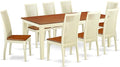 East West Furniture QUIP9-BMK-W 9 Piece Dining Room Table Set Includes a Rectangle Kitchen Table with Butterfly Leaf and 8 Dining Chairs, 40x78 Inch, Buttermilk & Cherry