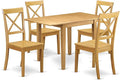 East West Furniture NDBO5-OAK-W 5 Piece Kitchen Table Set for 4 Includes a Rectangle Dining Room Table with Dropleaf and 4 Solid Wood Seat Chairs, 30x48 Inch, Oak