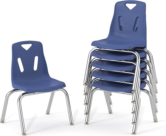 Jonti-Craft Berries 8142JC6003 Stacking Chairs with Chrome-Plated Legs, 12" Height, Blue, Pack of 6