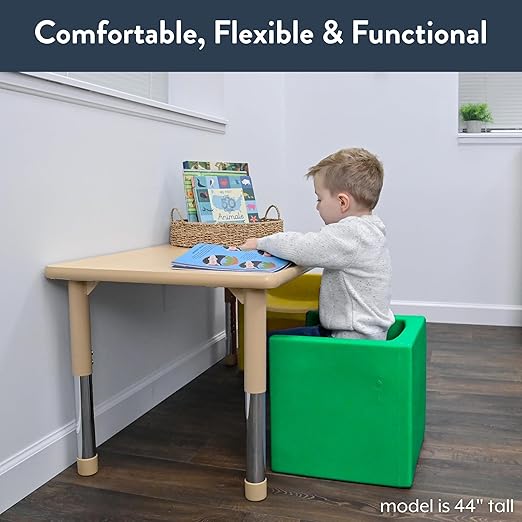 Children's Factory 3-in-1 Cube Chair for Kids, Flexible Seating Classroom Furniture, 1-Pack, Green