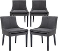 COLAMY Modern Dining Chairs Set of 4, Upholstered Corduroy Accent Side Leisure Chairs with Mid Back and Wood Legs for Living Room/Dining Room-Grey