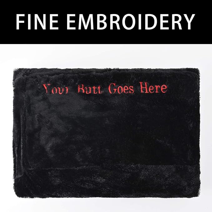 Bean Bag Chair for Adults Kids Without Filling Comfy Fluffy Giant Round Beanbag Lazy Sofa Cover with Words Embroidered for Reading Chair Floor Chair, 5FT, Black