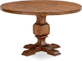 I53-0N-TP Dining Table with Acacia Wood Round Tabletop and Elegant Pedestal Base - Antique Walnut Finish