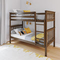 Max & Lily Bunk Bed Twin over Twin, Solid Wood Bunk Bed Frame with Ladder for Kids, 14" Safety Guardrails, Easy Assembly, No Box Spring Needed, Walnut