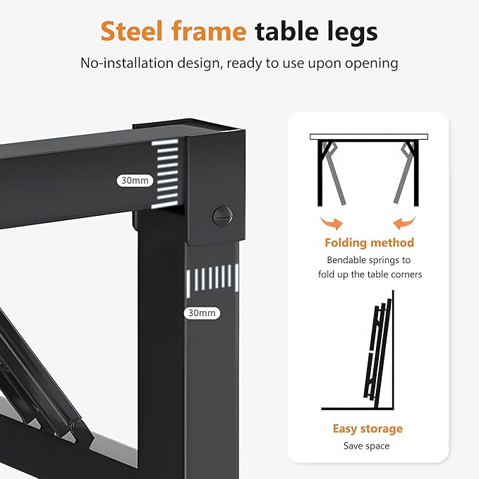 DlandHome Folding Table Computer Desk Workstation Table Conference Table Home Office Desk, Fully Assembled (47 Inches, Retro)