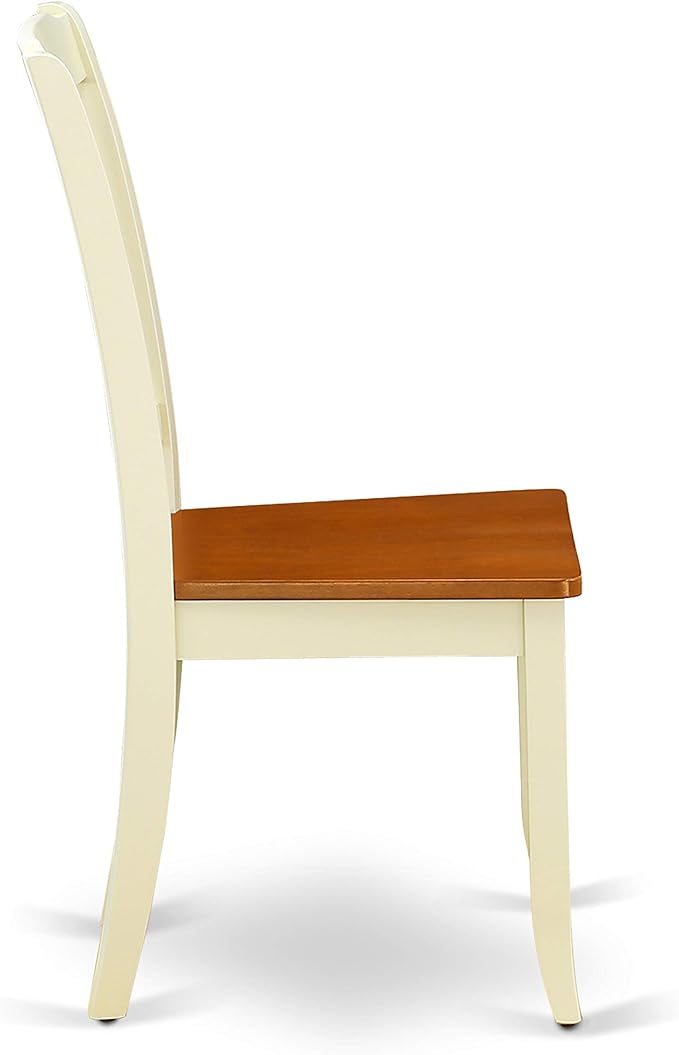 East West Furniture QUDA5-BMK-W 5 Piece Kitchen Table Set for 4 Includes a Rectangle Dining Room Table with Butterfly Leaf and 4 Solid Wood Seat Chairs, 40x78 Inch, Buttermilk & Cherry