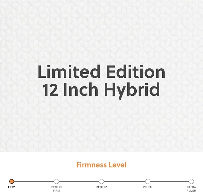 Signature Design by Ashley Limited Edition Firm 12 Inch Hybrid Mattress with Gel Memory Foam and Edge Support for Cool Sleep and Pressure Relief, California King, Fiberglass Free, Mattress In A Box