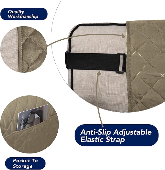 PureFit Reversible Sofa Couch Cover Water Resistant Couch Covers for 3 Cushion, Washable Furniture Cover with Non-Slip Foam and Adjustable Strap for Dogs, Pets (Oversized Sofa, Beige/Ivory)