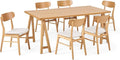 Christopher Knight Home Anthony Mid-Century Modern 7 Piece Dining Set, Light Beige and Natural Oak