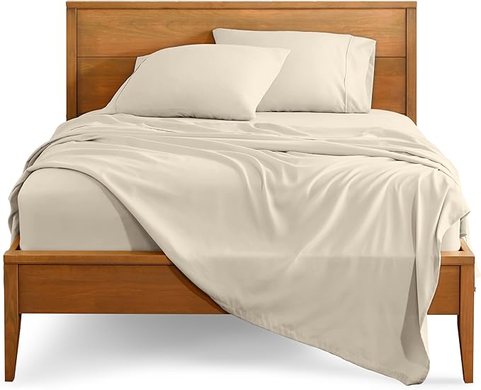 Bare Home Full XL Sheet Set - Luxury 1800 Ultra-Soft Microfiber Full Extra Long Bed Sheets - Double Brushed - Deep Pockets - Easy Fit - 4 Piece Set - Bedding Sheets & Pillowcases (Full XL, Sand)