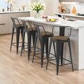 26 Inch Swivel Bar Stools Set of 4, Counter Height Bar Stools with Low Back, Metal Industrial Bar Chairs for Kitchen Island (Matte Black)