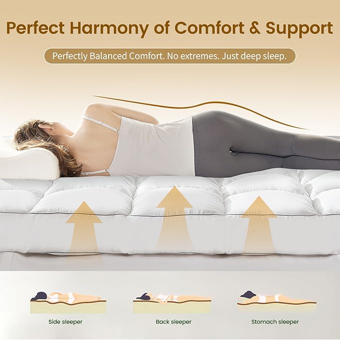 Decroom 5 Inch Memory Foam Mattress Topper Queen Size, Filled with Breathable Memory Foam Pillow Topper, Soft Fluffy Supportive Bed Mattress Pad for Back Pain Relief, 80x60x5 Inch