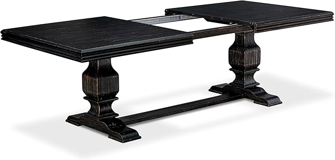NKFL9-SBB-21-9-Piece Kitchen Table Set Consists of a Wooden Table and 8 Mineral Blue Linen Fabric Parson Chairs with Padded Chair Back - Sand Blasting Black Finish.