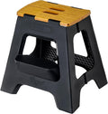 Vigar Compact Step Stool Foldable, 16-inch Two-Step Stools for Adults up to 330 Pound, Lightweight Stool, Non-Slip Folding Step Stool, Black, Bamboo Print on Top