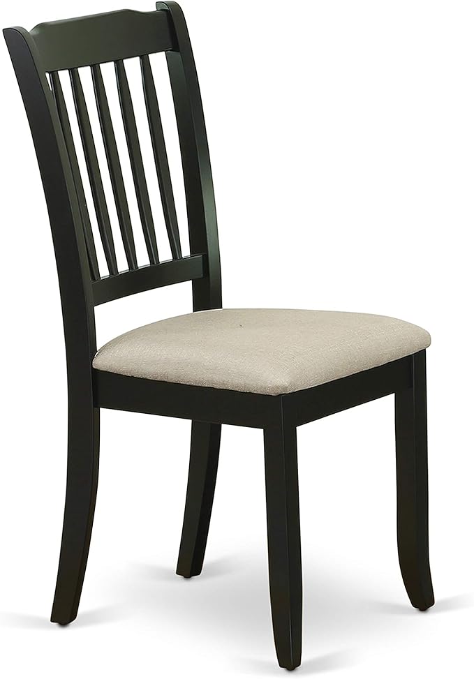 East West Furniture SHDA5-BLK-C 5 Piece Dinette Set for 4 Includes a Round Kitchen Table with Pedestal and 4 Linen Fabric Kitchen Dining Chairs, 42x42 Inch, Black