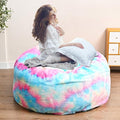 Colorful Bean Bag Chair for Adults Kids Without Filling Comfy Fluffy Giant Round Beanbag Lazy Sofa Cover for Reading Chair Floor Chair, 7FT, Multicolored
