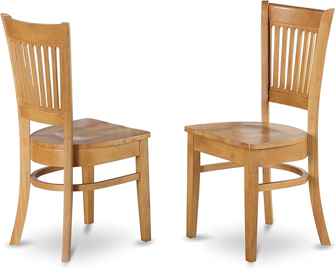 East West Furniture ESVA3-OAK-W 3 Piece Modern Dining Table Set Contains a Round Wooden Table with Pedestal and 2 Kitchen Dining Chairs, 30x30 Inch, Oak