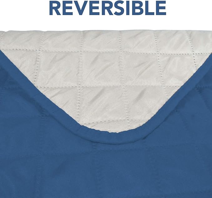 PureFit Reversible Sofa Cover Water Resistant Recliner Couch Cover, Machine Washable Furniture Cover with Adjustable Strap for Dogs, Pets (Recliner, Blue/Ivory)