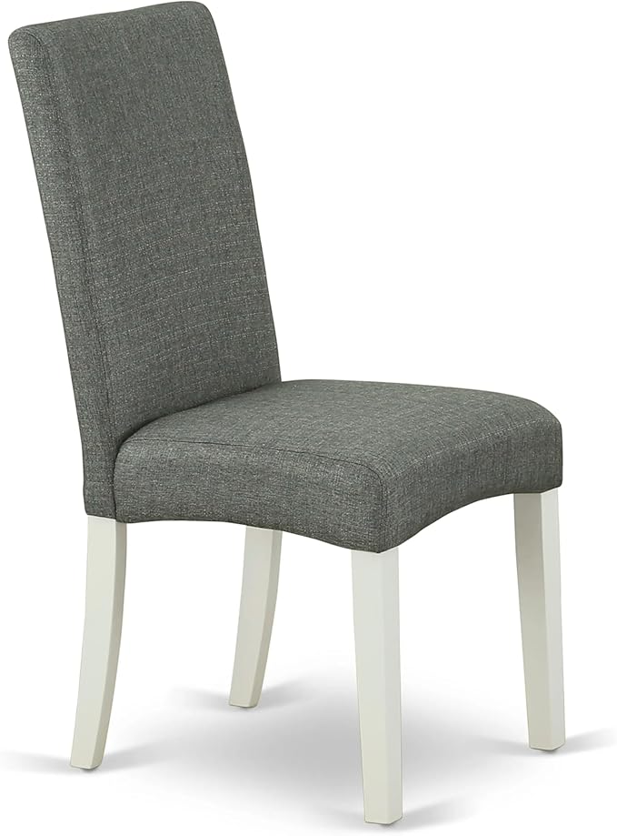 East West Furniture AMDR3-LWH-07 3 Piece Dining Table Set for Small Spaces Contains a Round Kitchen Table with Pedestal and 2 Gray Linen Fabric Upholstered Chairs, 36x36 Inch, Linen White